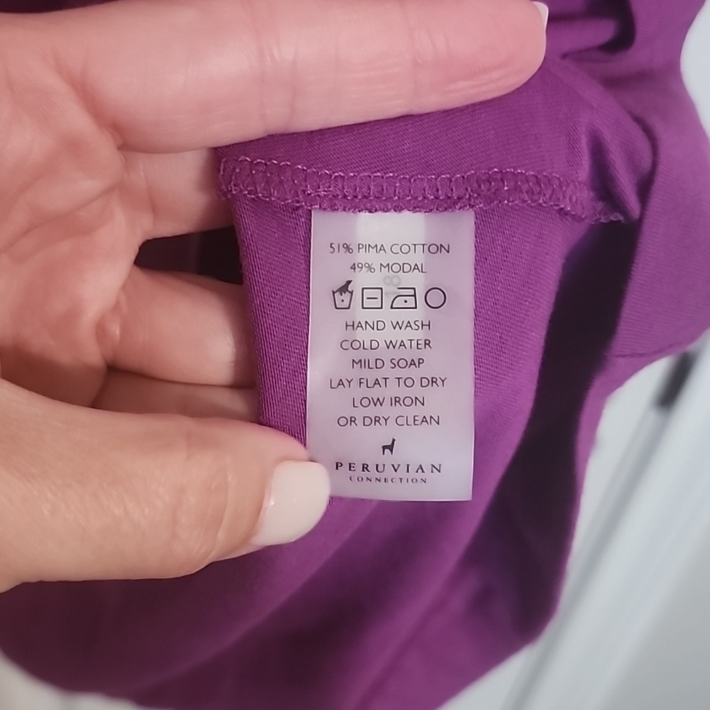 Peruvian Connection Purple Tunic Mini Dress Modal Pima Cotton Size Small - Picture 3 of 8